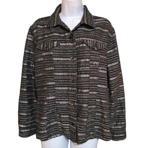 CHICO'S striped black and silver jacket L